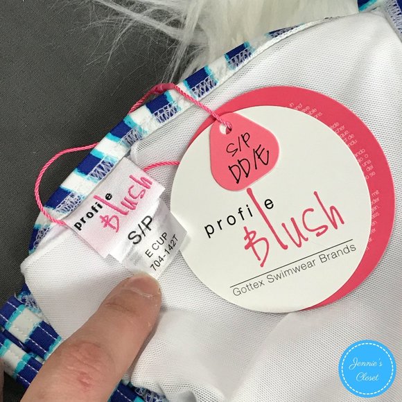 Profile Blush Gottex Navy Stripe Halter Bikini Top - Picture 12 of 16